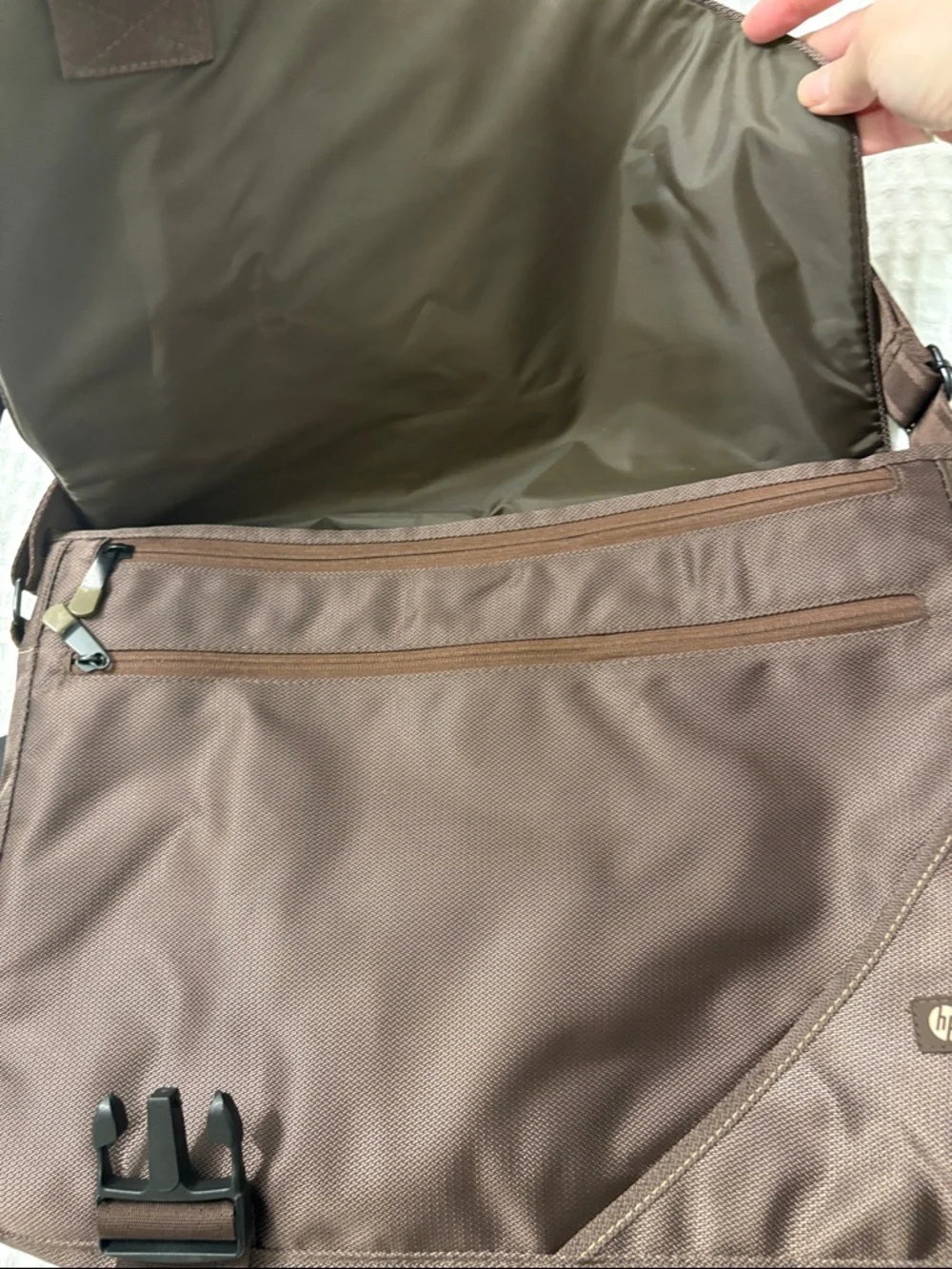 HP Brown Nylon Messenger Bag with Adjustable Strap